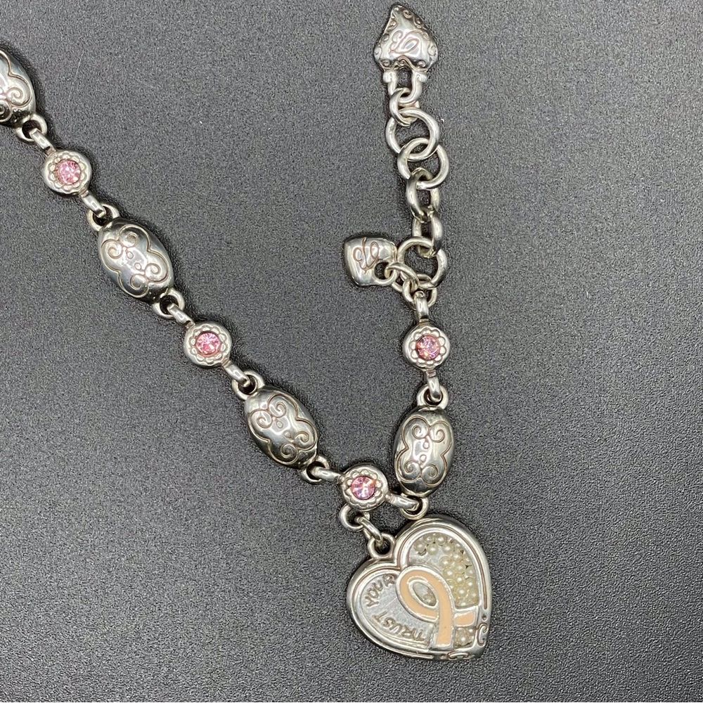 Brighton Power of Pink Heart Charm Bracelet EUC